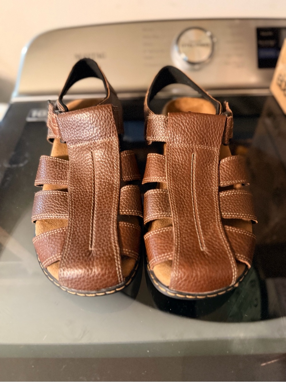 Dr. Scholl’s Gaston Men’s 10M Brown Leather Fisherman Comfort Sandals